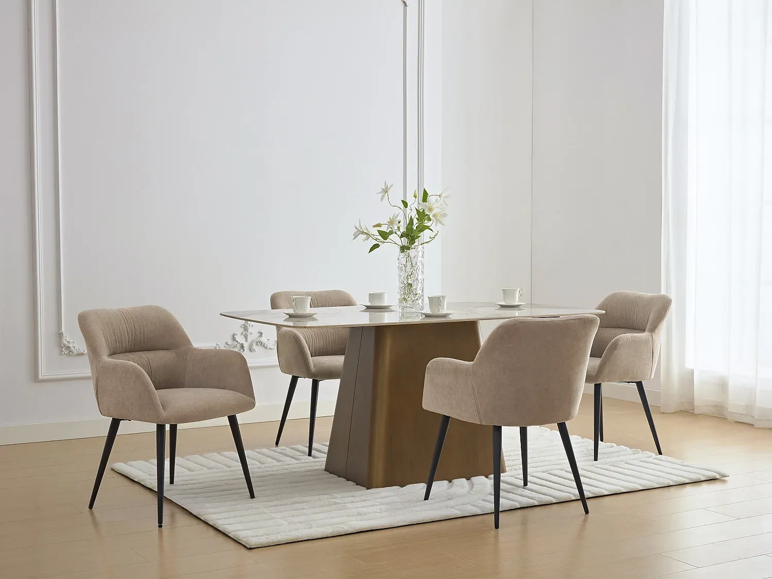 Vente-unique - HEKA Stuhl Stoff Beige - B 61 cm x H 78 cm x L 59,5 cm Bild 1