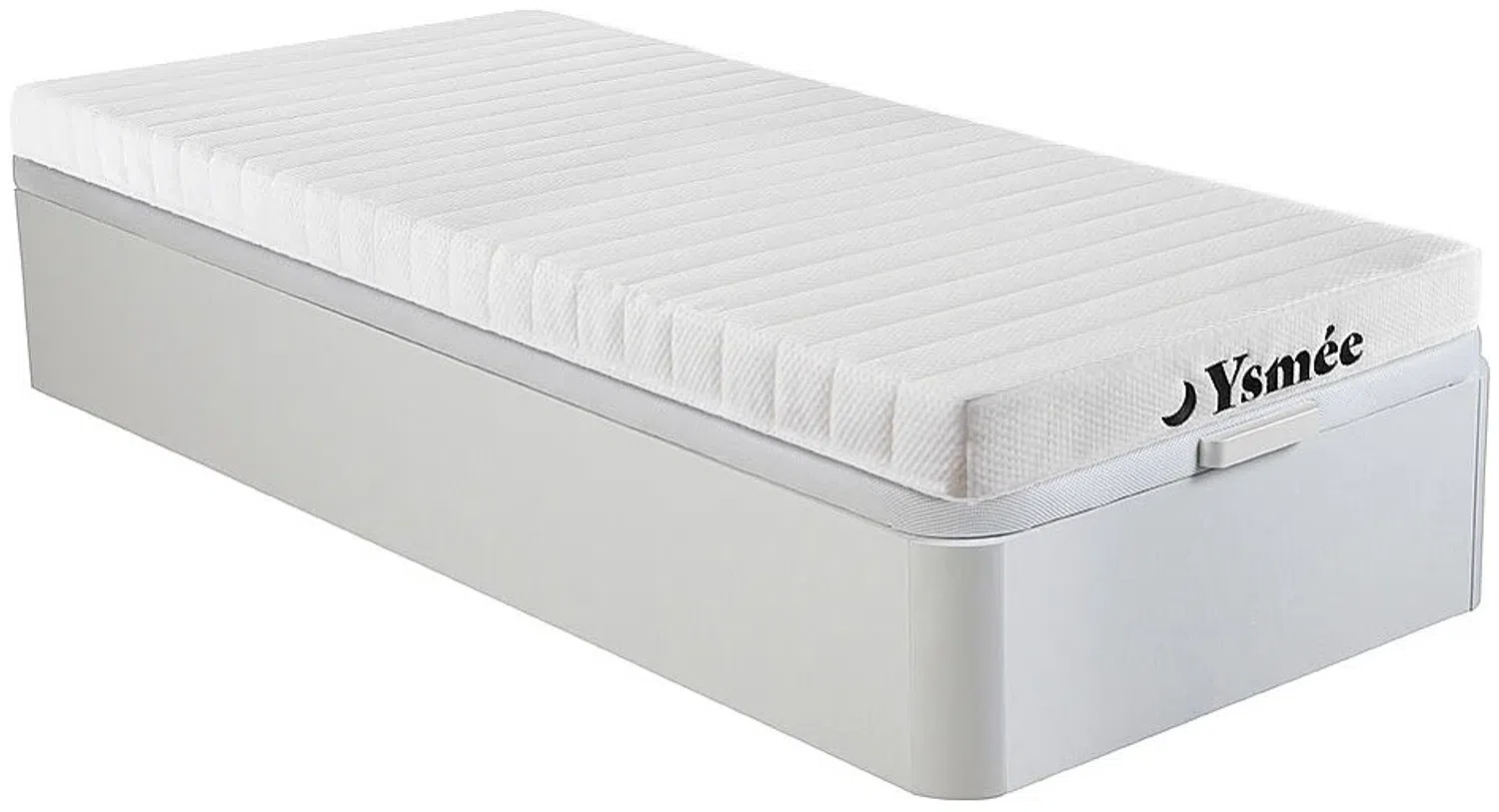 Vente-unique - STELO Mattress and bed base set Holz, PlatteStoff Weiß - B 90 cm x H 30 cm12 cm x L 190 cm Bild 1