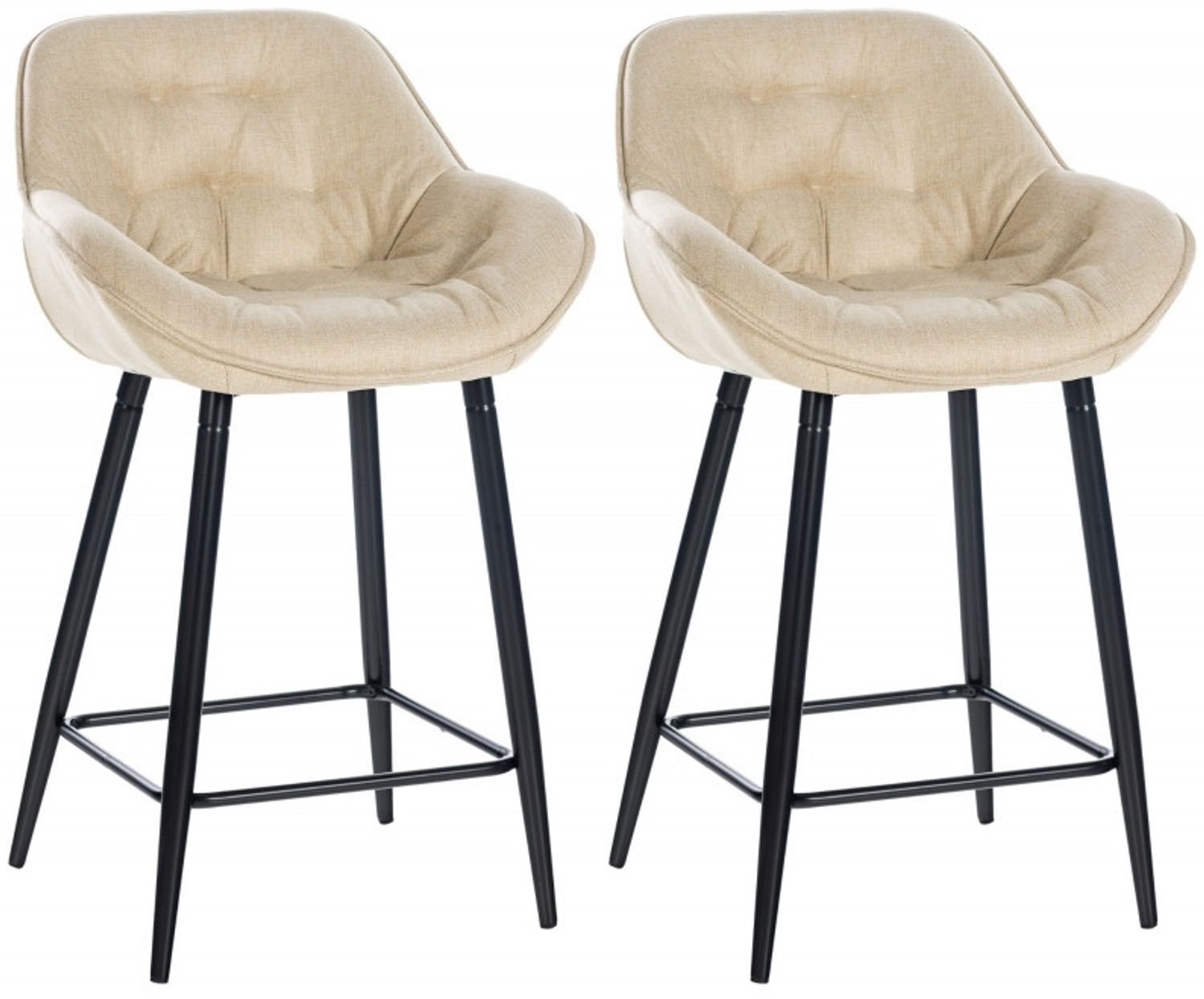 CLP 2er Set Barhocker Gibson Tresenstuhl gepolstert mit Fußstütze,creme Stoff Bild 1