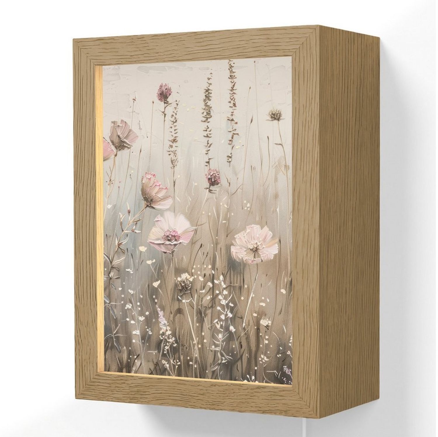 OnlyWow Wandleuchte Lightbox Blumen - Rosa - Modern - Beige, Dimmbar, Farbwechsel, LED, Warmweiß, Kaltweiß, Neutralweiß Einstellbar, Wandlampe Innen, Dimmbar, mit Kabel, LED, Beleuchtung, Wohnzimmer Bild 1