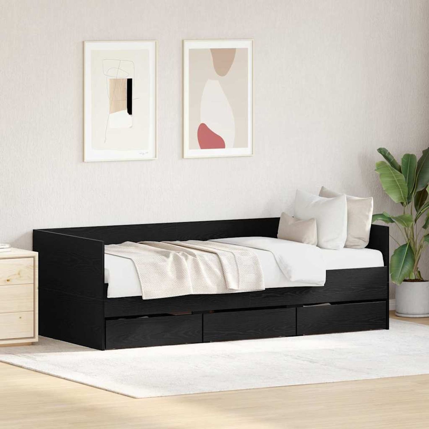 vidaXL Tagesbett Schwarz Eichen-Optik 90 x 190 cm Holzwerkstoff 3333998 Bild 1