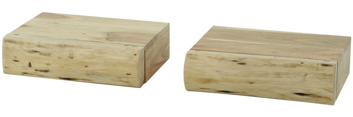 Nachttisch Trinibula aus massiver Akazie, modern, 1 Schublade, natur, 2er-Set, 30 cm Bild 1