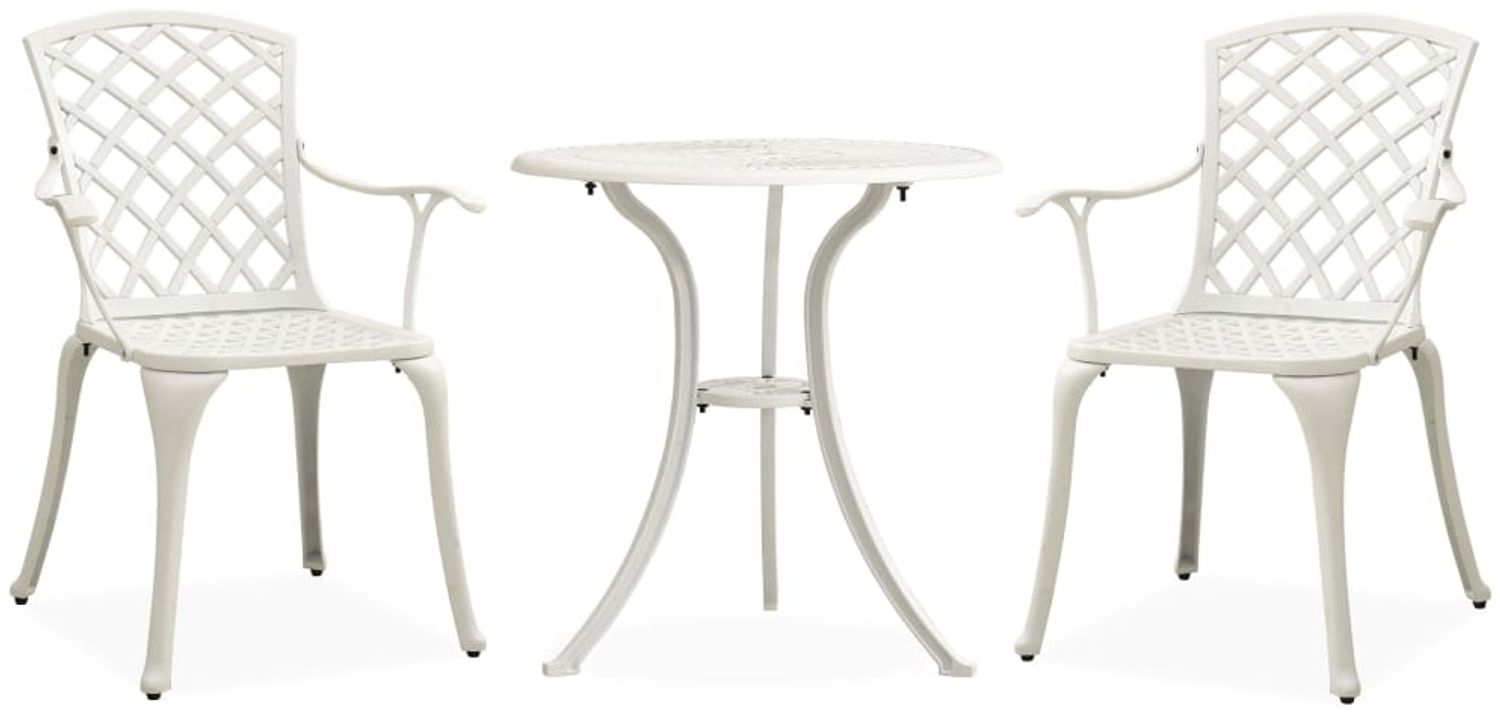 vidaXL 3-tlg. Bistro-Set Aluminiumguss Weiß 315593 Bild 1
