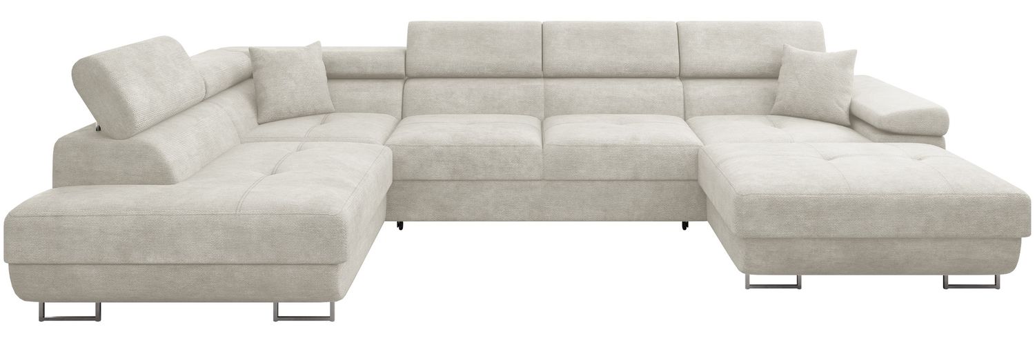 Wohnlandschaft Torezio Bis mit Bettkasten, Schlaffunktion und Einstellbare Kopfstützen (Farbe: Lumo 55, Seite: Links) Bild 1