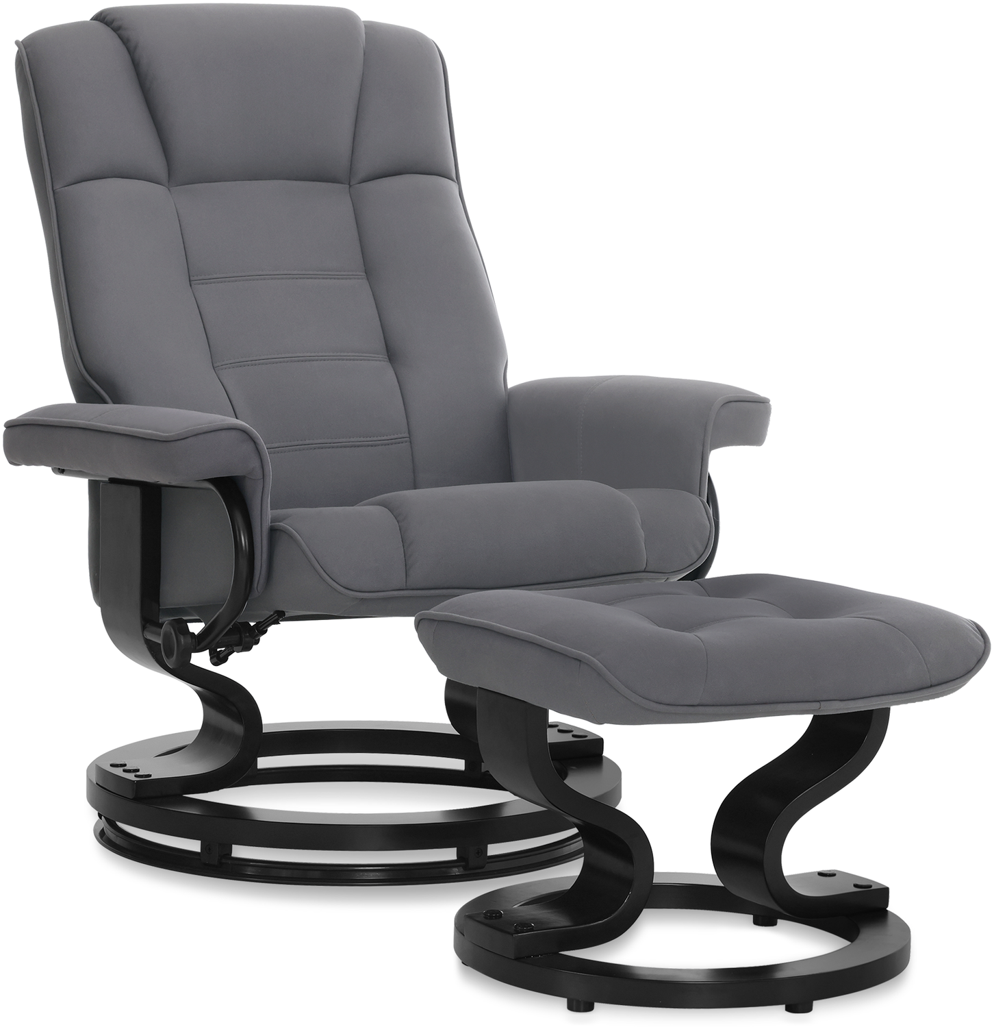 M MCombo Relaxsessel mit Hocker, 360°drehbarer Fernsehsessel mit Liegefunktion, bis 120 Kg belastbarer TV-Sessel, moderner Ruhesessel für Wohnzimmer, Kunstleder, 9019 (Grau-Mikrofaser) Bild 1