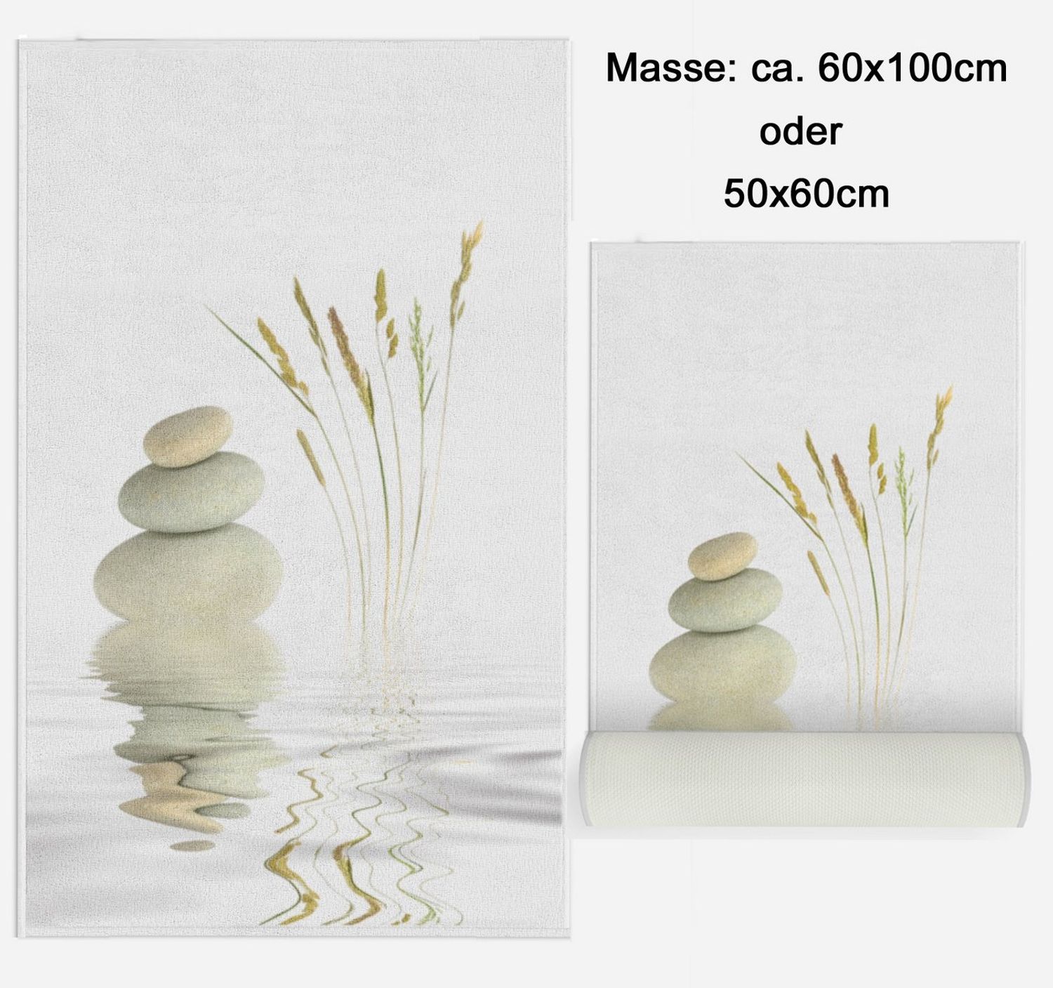 Ekershop Badematte Wellness Stone Badteppich Badvorleger für Dusche WC Duschvorhang, rutschhemmend beschichtet, fußbodenheizungsgeeignet, schnell trocknend, Polyester, 50 cm x 60 cm Bild 1