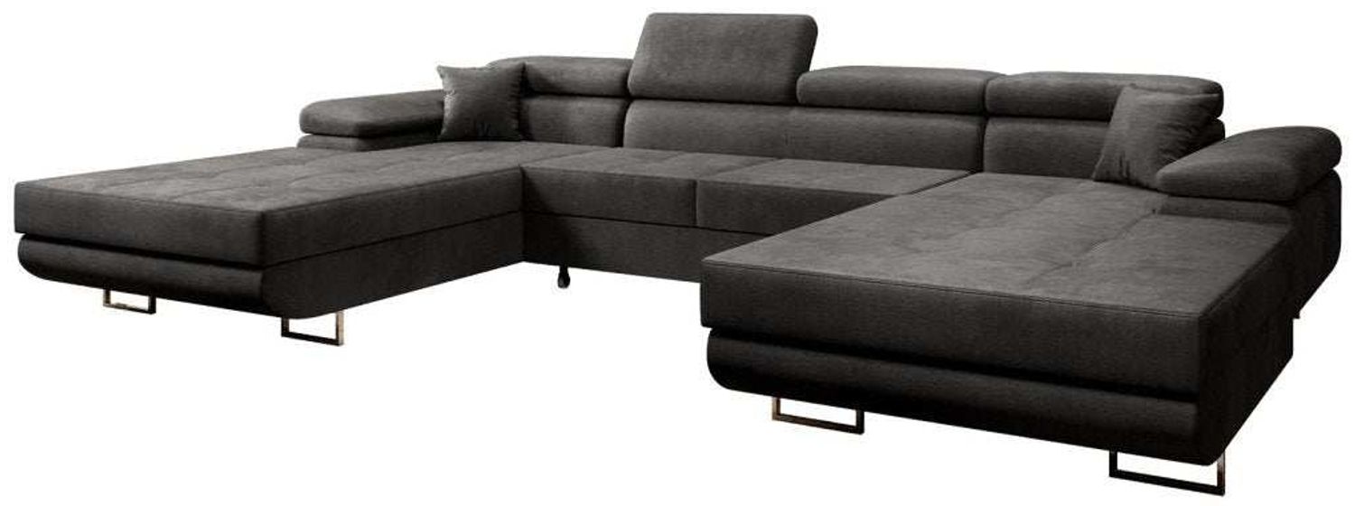Designer Sofa Calvera U mit Schlaf- und Klappfunktion (Samt) Anthrazit Samt Bild 1
