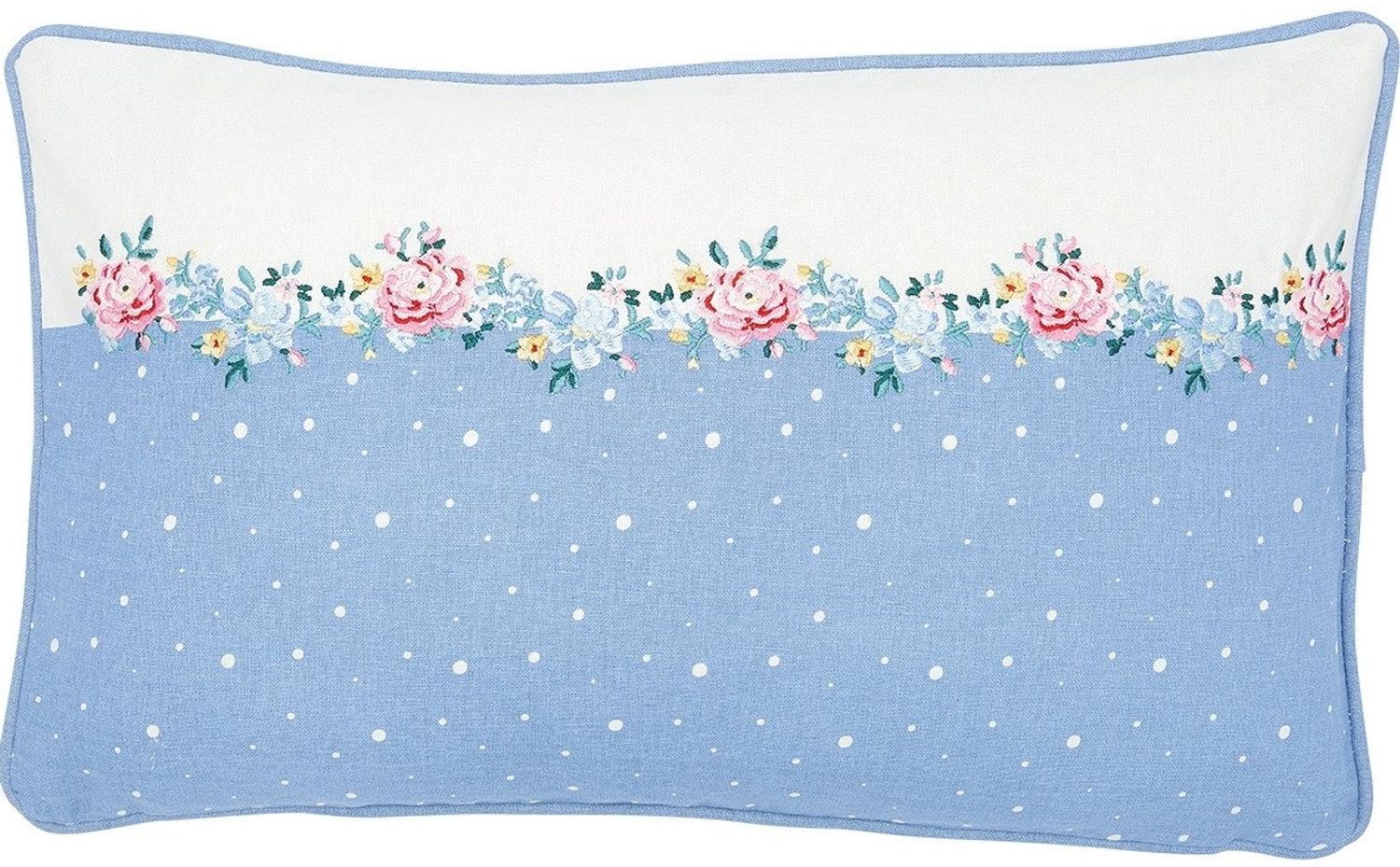 Greengate Kissenhülle Laura Kissenhülle dusty blue mit Stick 30 x 50 cm Bild 1