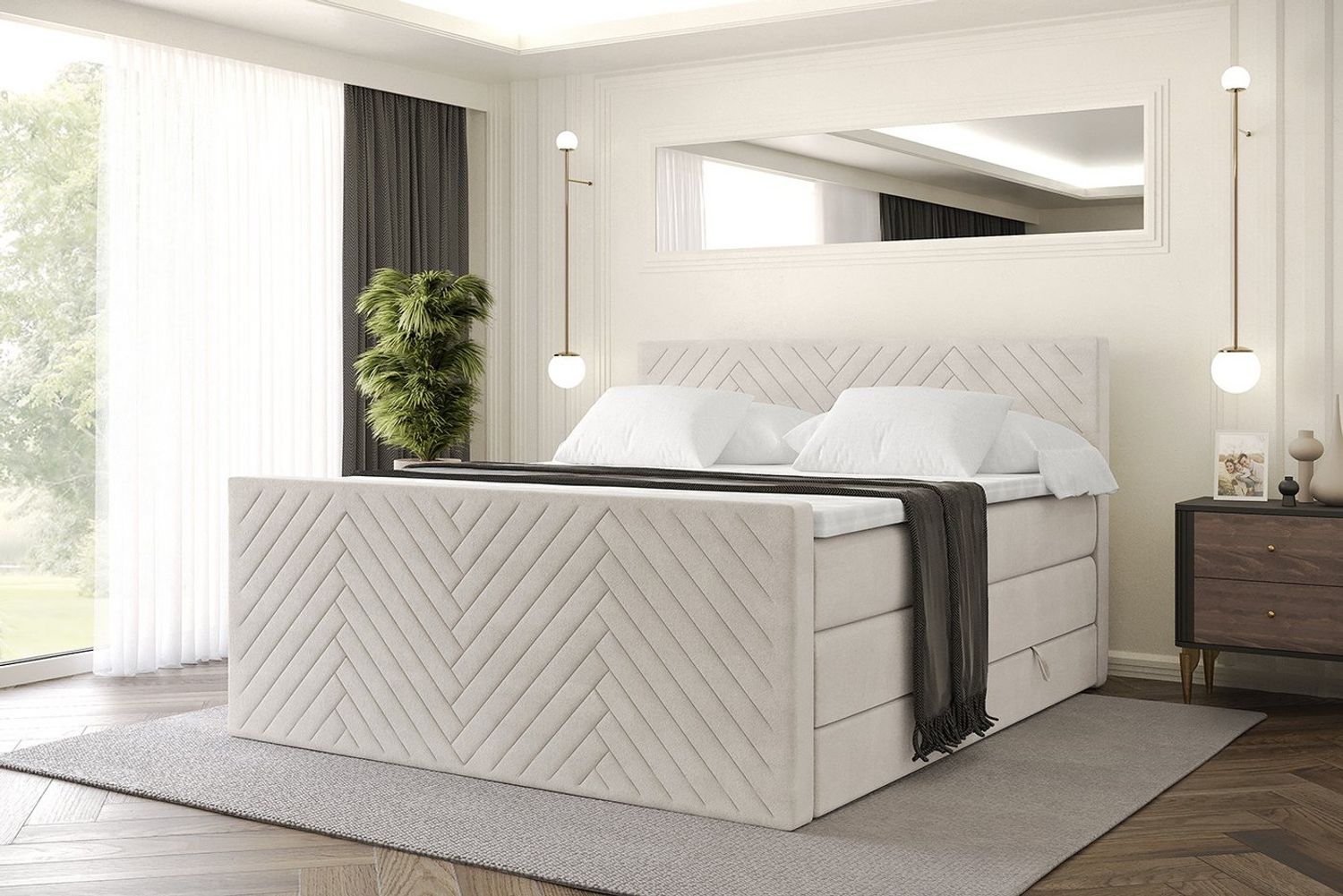 ALTDECOR Boxspringbett VEXA-Z KING (Multipocket-Matratze H4, H3 Matratze Bonellfederung, Topper, Kopfteil), Doppelbett mit Fußteil Bild 1