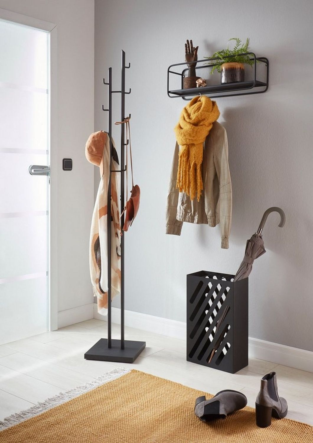 Garderobenständer Standgarderobe Stahlrohr schwarz H:176cm Bild 1