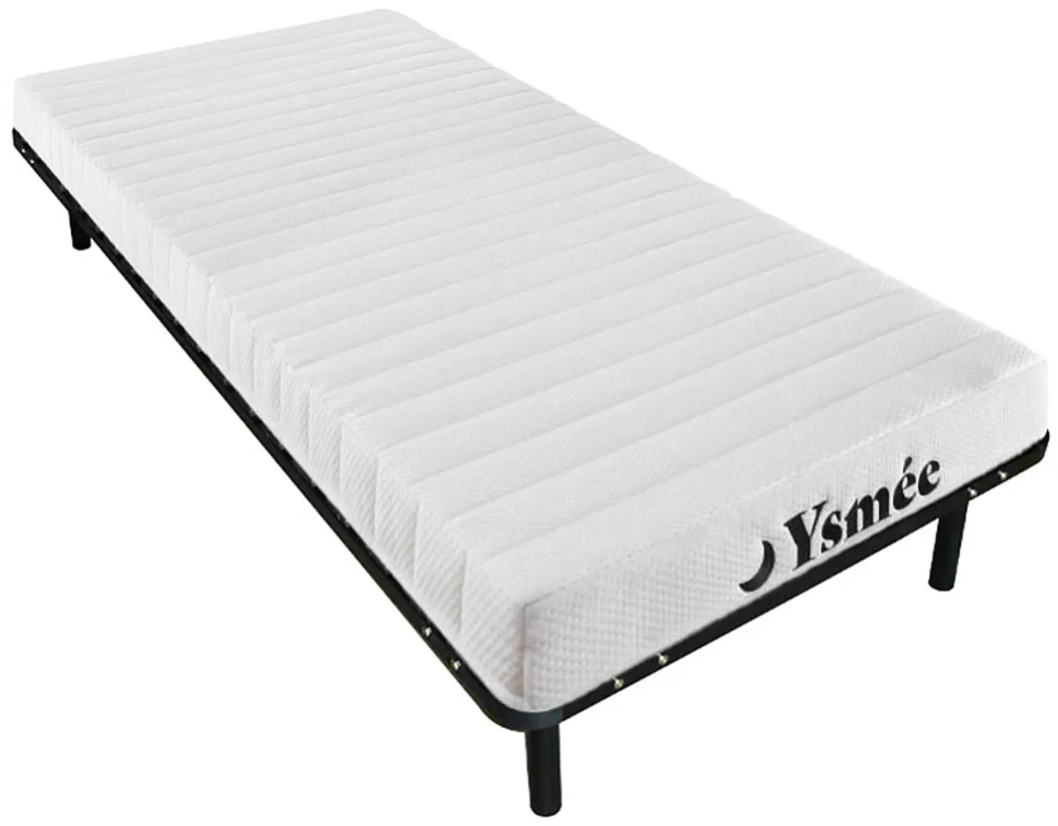 Vente-unique - STELO Mattress and bed base set MetallStoff Schwarz - B 90 cm88 cm3,8 cm x H 12 cm5 cm25 cm x L 200 cm198 cm3,8 cm Bild 1