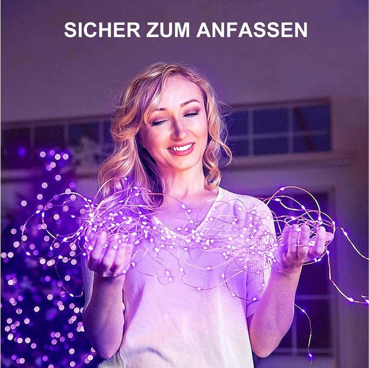 Jibenhome LED-Streifen Lila LED Kupferdraht-Lichterkette Batteriebetrieben 30-100 LEDs, Halloween & Weihnachten Dekoration Bild 1
