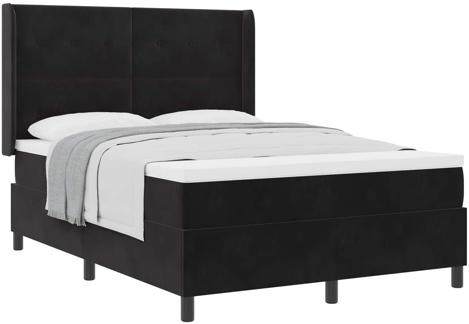 vidaXL Boxspringbett mit Matratze Schwarz 140 x 200 cm Samt 3342010 Bild 1