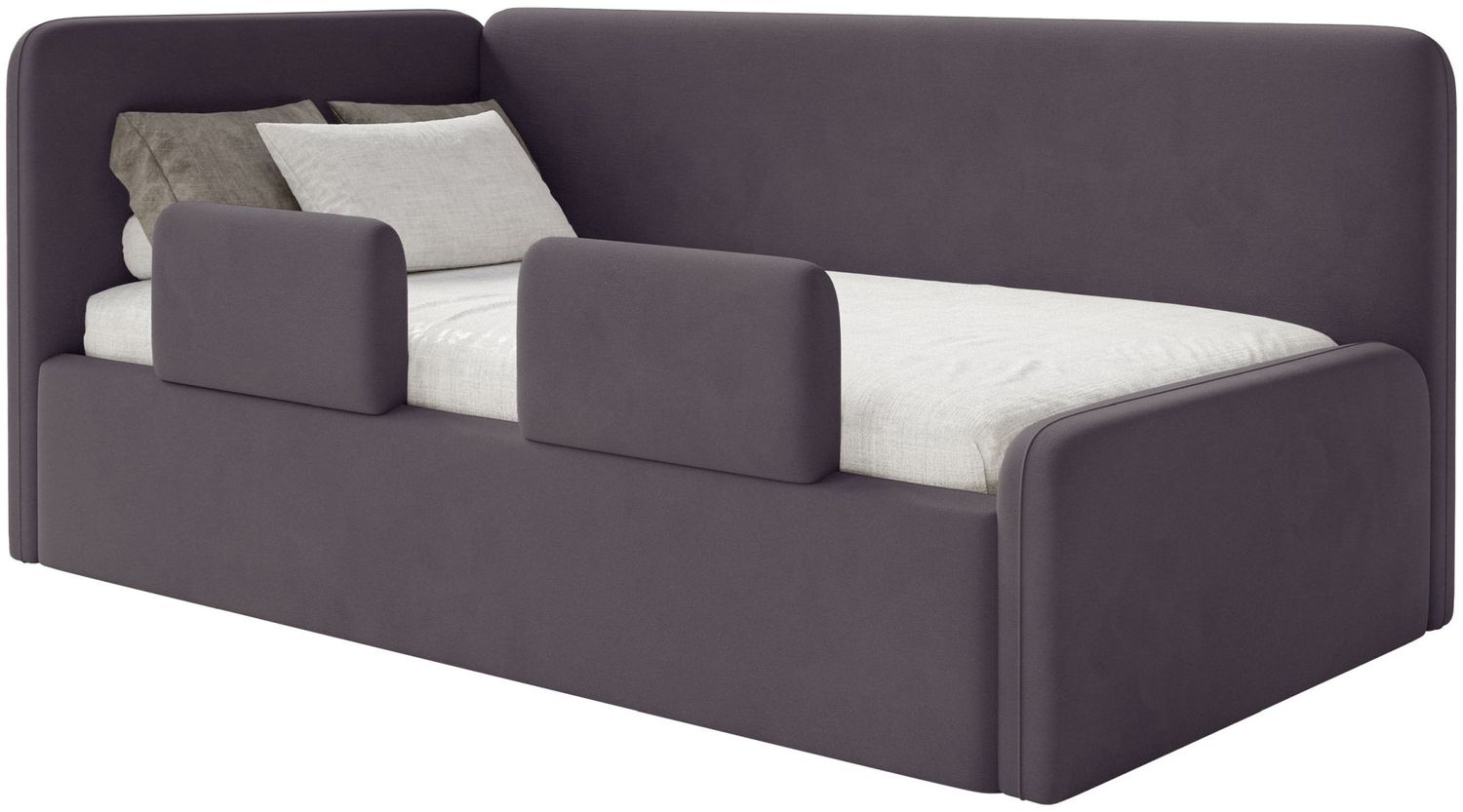 Selsey 'Fanko' Kinderbett 90x200 cm mit Rausfallschutz, Kopfteil links, Samt, Violett Bild 1