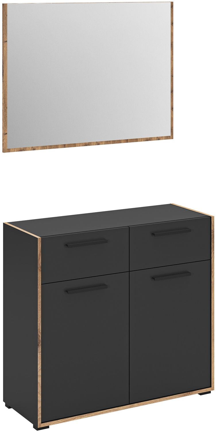 Garderobenkombination (B/H/T: 95x189x37 cm) in Basalt Melamin und Basalt Melamin Bild 1