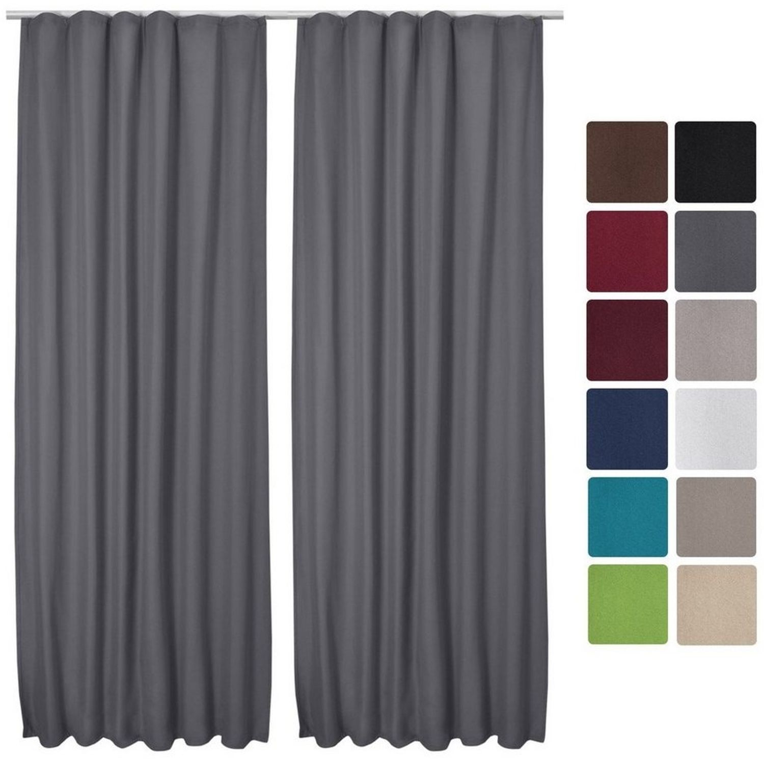 Beautissu Vorhang 2er Set Thermovorhang Gardine Anthrazit Amelie TK, 140x245cm, Vorhang isolierend Kälte- & Hitzeschutz Universalband Verdunkelnd Bild 1