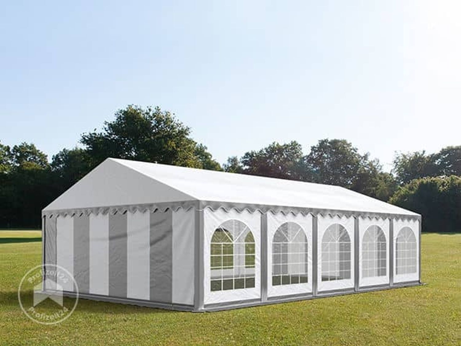TOOLPORT Festzelt Partyzelt 5x5 m PREMIUM, hochwertige PVC Plane 750 N in weiß 100% wasserdicht mit Bodenrahmen Bild 1