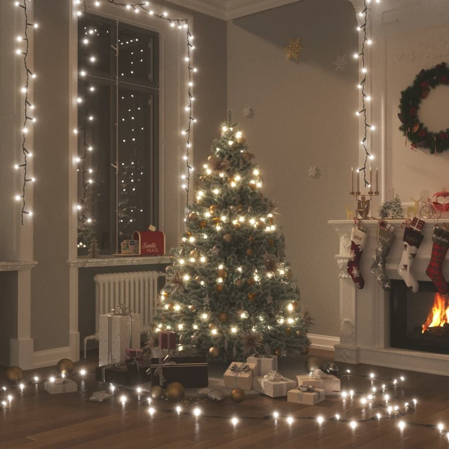 vidaXL Lichterkette mit 2000 LEDs Indoor & Outdoor 200m IP44 Kaltweiß 51299 Bild 1