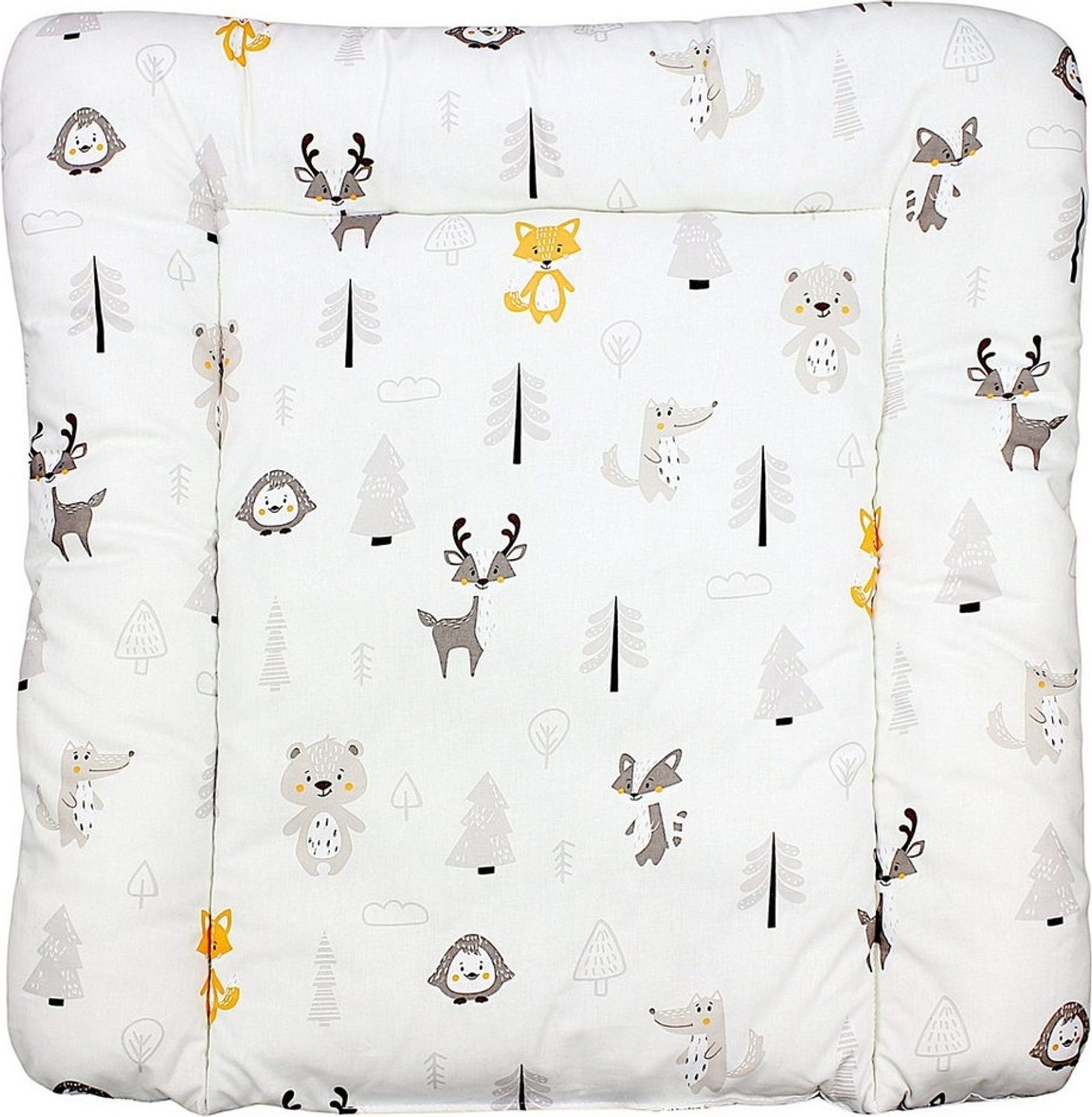 TupTam Baby Wickeltischauflage mit Baumwollbezug Gemustert, Farbe: Wald/Fuchs/Reh/Igel/Bärchen/Beige, Größe: 70x60 cm Bild 1