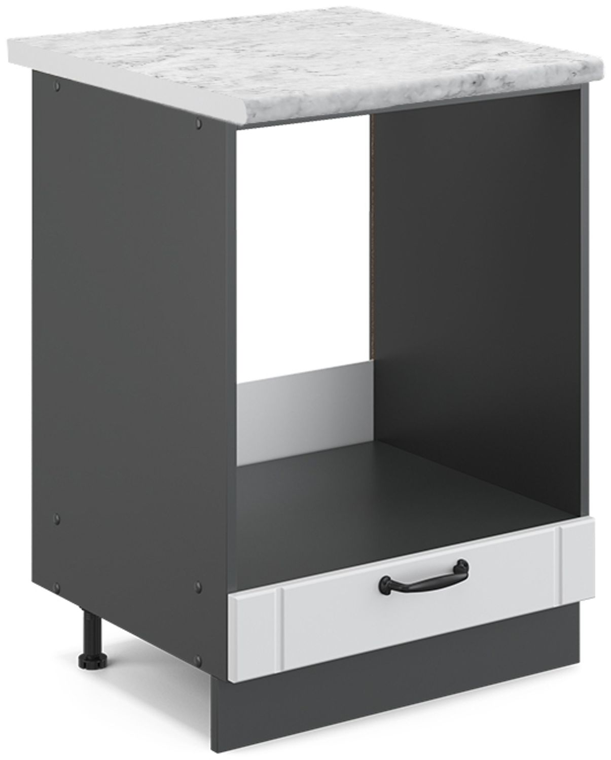 Herdumbauschrank Fame-Line Weiß Landhaus 60 cm , AP Marmor Vicco Bild 1