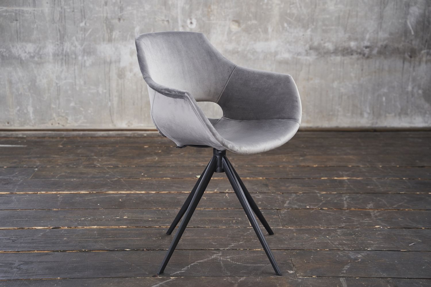 KAWOLA Stuhl ZAJA Esszimmerstuhl Velvet drehbar grau 85 x 59 x 57 cm Bild 1