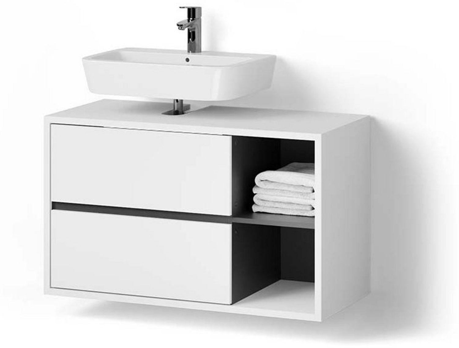 Livinity® Waschbeckenunterschrank Vomano, Weiß/Anthrazit, 100 x 60 cm (1-St) Bild 1
