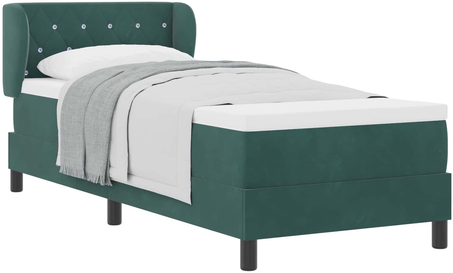 vidaXL Boxspringbett mit Matratze Dunkelgrün 80 x 200 cm Samt 3340307 Bild 1