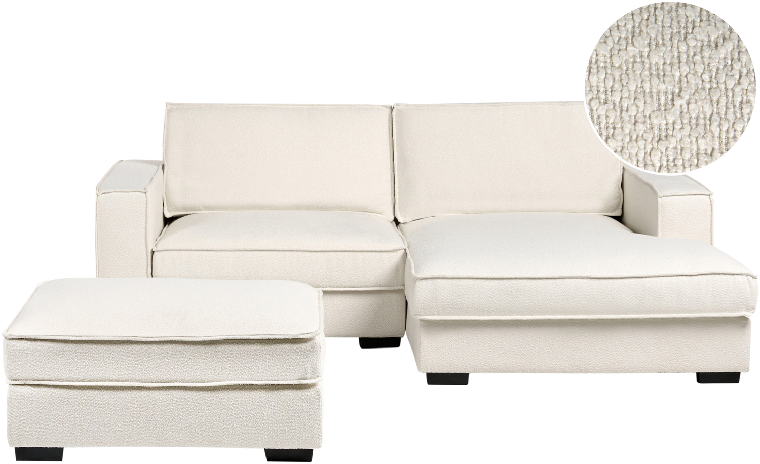 Ecksofa KOLDING Bouclé Hellbeige mit Ottomane linksseitig Bild 1