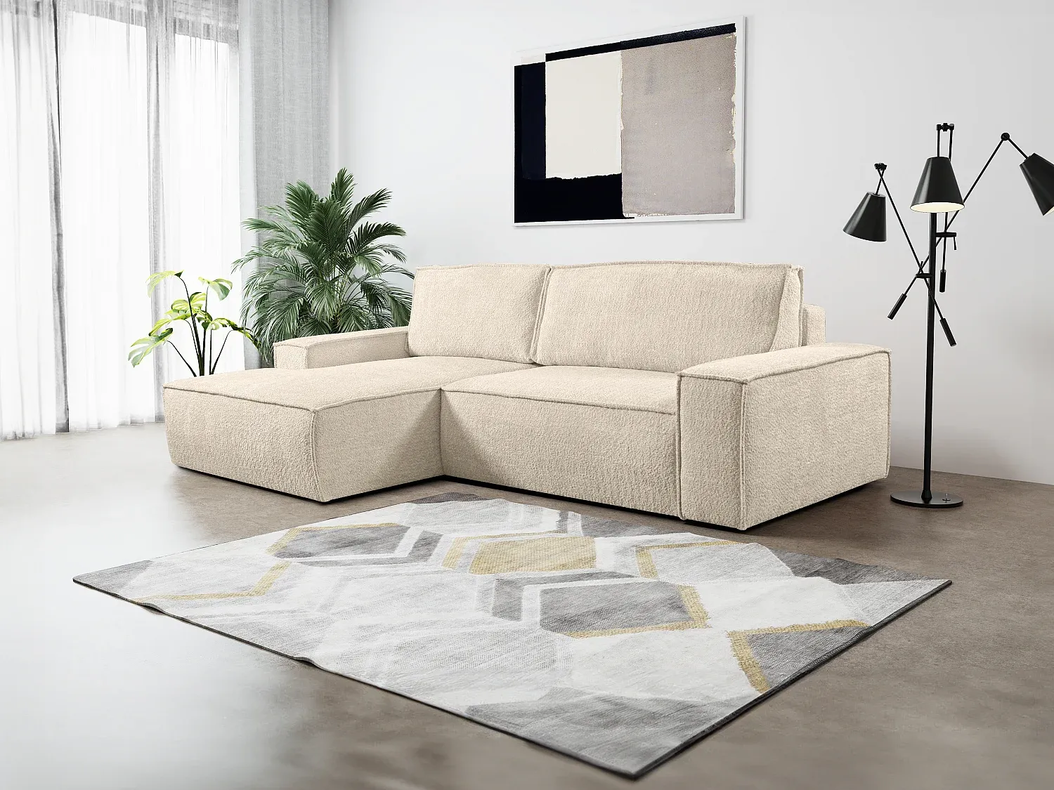 Vente-unique - AMELIA Sofa Stoff Beige - B 167 cm x H 85 cm x L 267 cm Bild 1