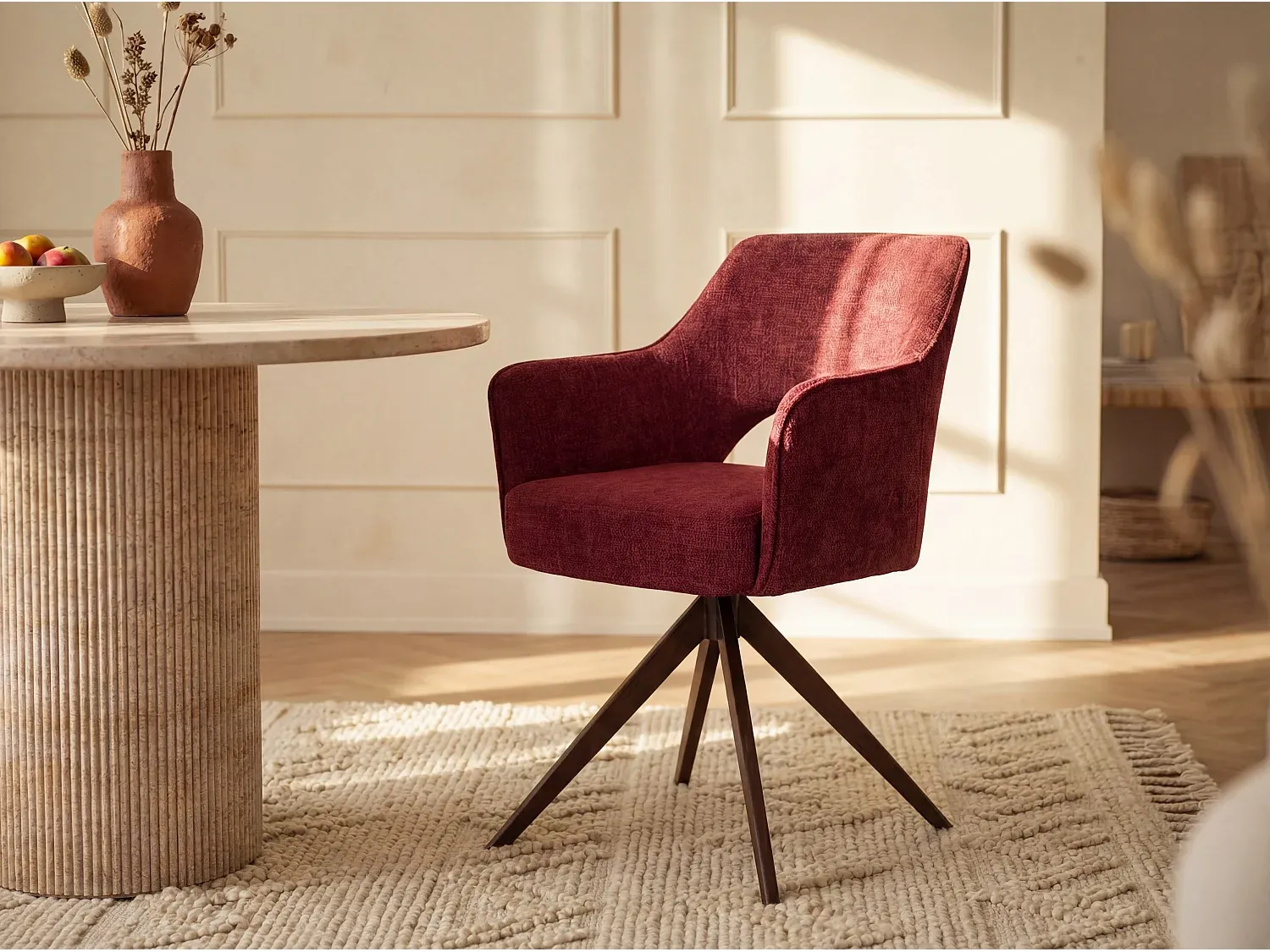 Vente-unique - KONYA Stuhl Stoff Rot - B 59 cm x H 84 cm x L 58 cm Bild 1