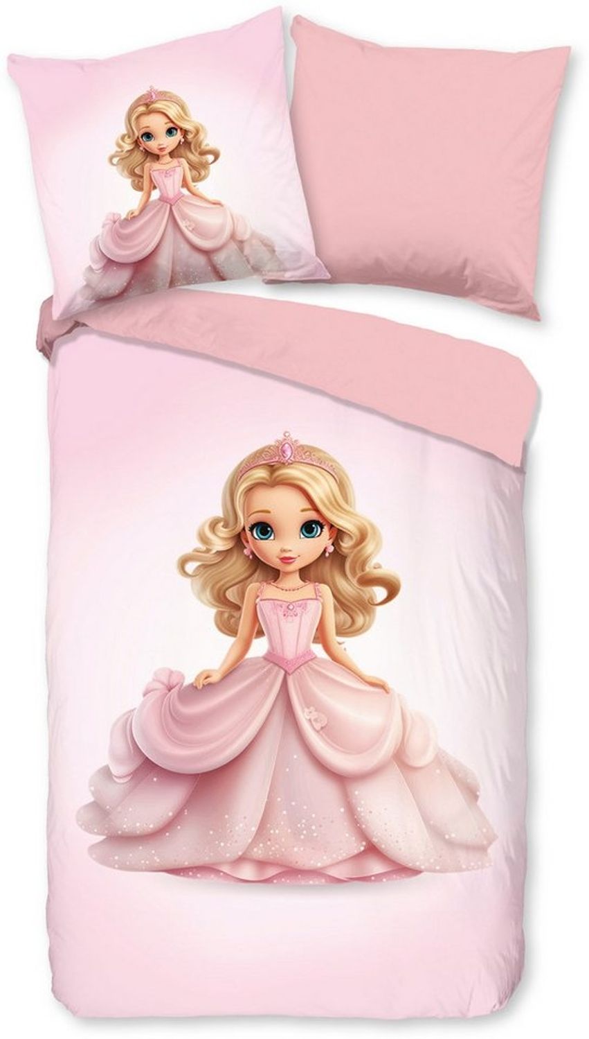 PURE luxury collection Kinderbettwäsche Bellas, Microfaser, 2 teilig, Mikrofaser, 135x200, 2 Teilig, Wendeoptik, Kind, Mädchen, Prinzessin Bild 1