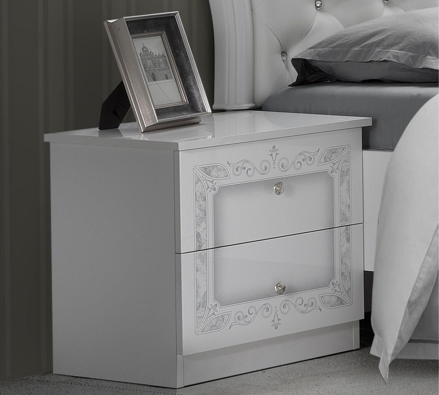Nachtkommode >Langston< (2-er Set) in Weiß - 50x49x39cm (BxHxT) Bild 1