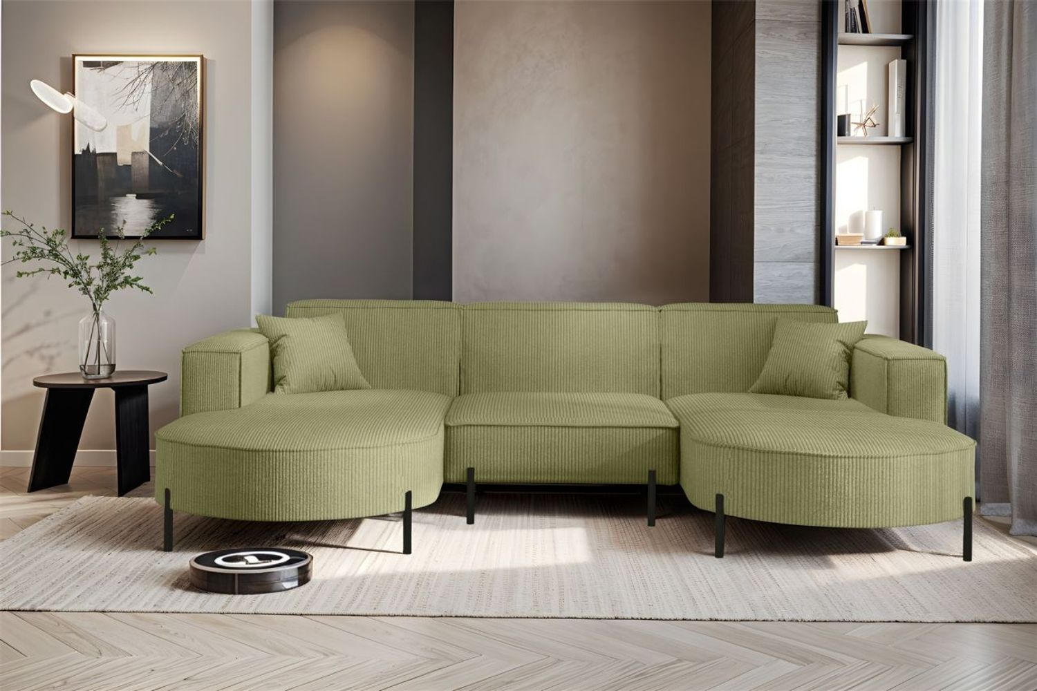 Wohnlandschaft U-Form Sofa VALENCIA in Stoff Scala Kiwi Bild 1