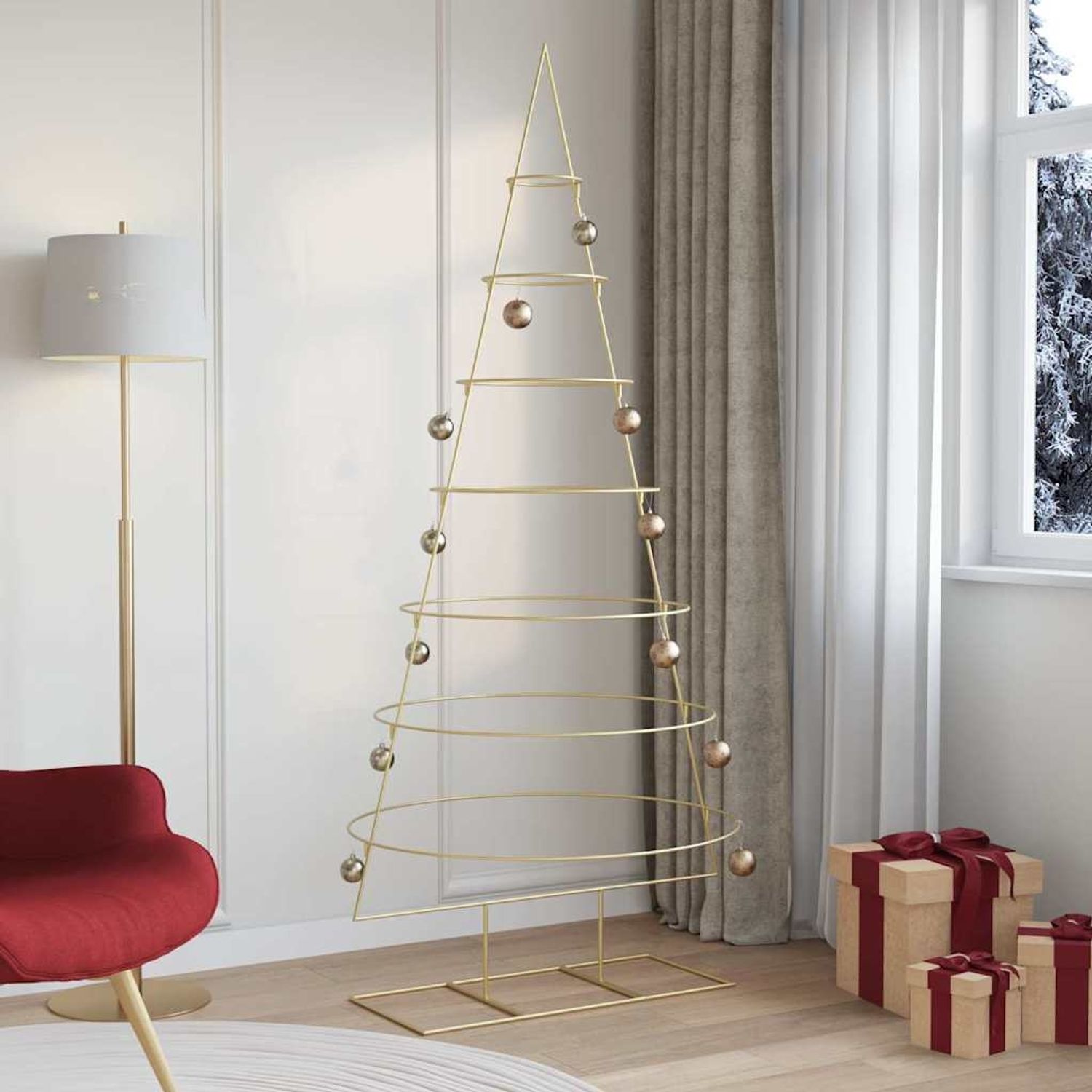 vidaXL Metall Weihnachtsbaum Gold 209 cm Pulverbeschichteter Stahl 42019156 Bild 1