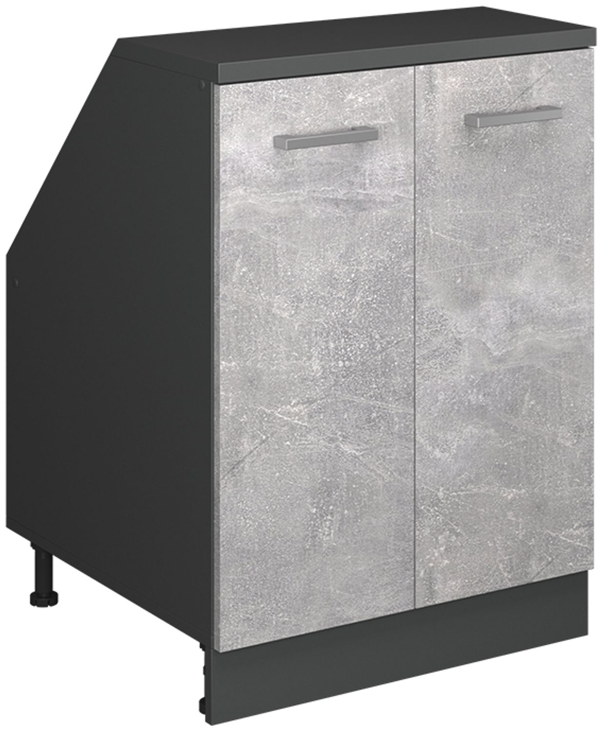 Küchenschrank für Dachschrägen R-Line Beton 60 cm mit 2 Türen, Schrankkorpus 60 cm Tiefe Vicco Bild 1