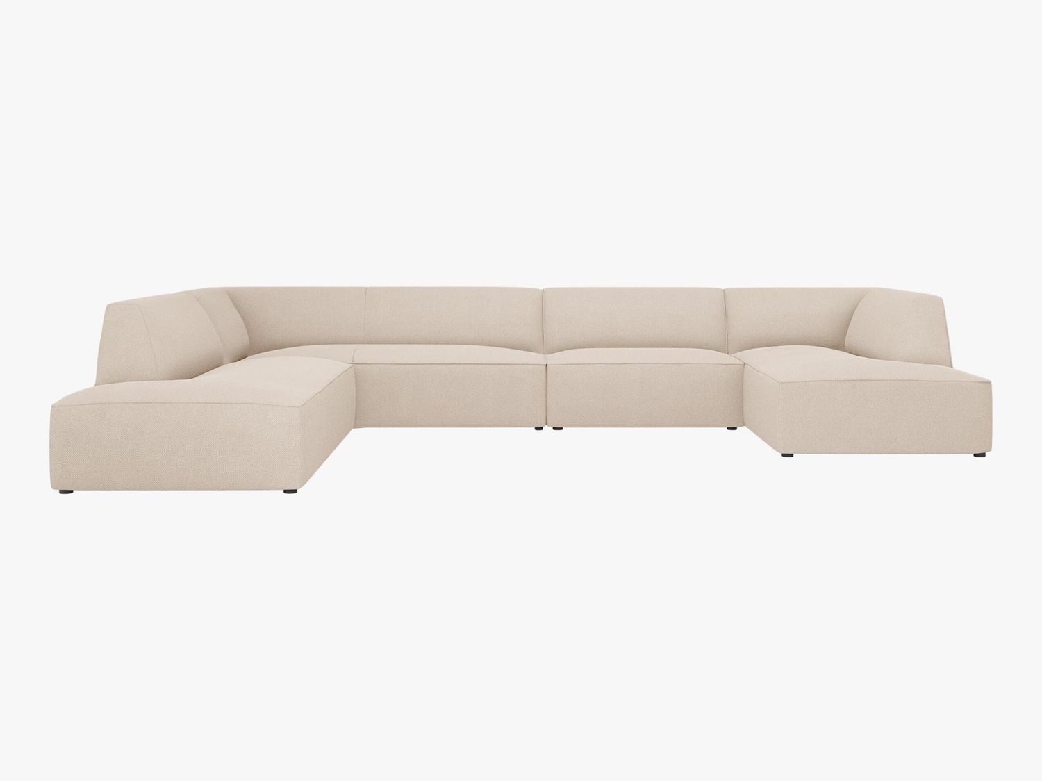 Micadoni Panorama-Ecksofa Ruby 7-Sitzer Links Strukturierter Stoff Ottawa Beige Bild 1