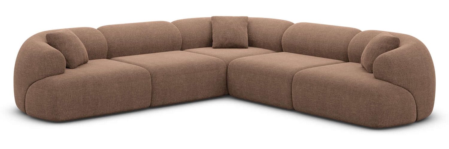 Couch Monteluna L Form in Samtstoff - Strukturstoff - braun Bild 1