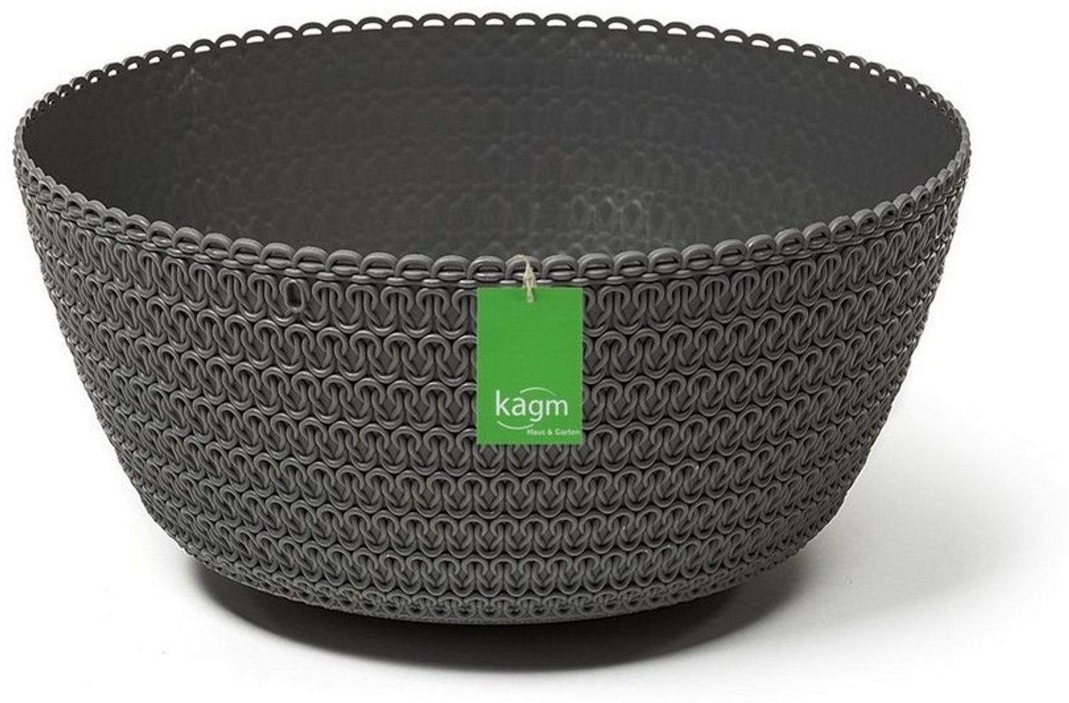 KAGM Pflanzschale Blumenschale Blumentopf Strickstruktur Kunststoff Anthrazit 24 Bild 1
