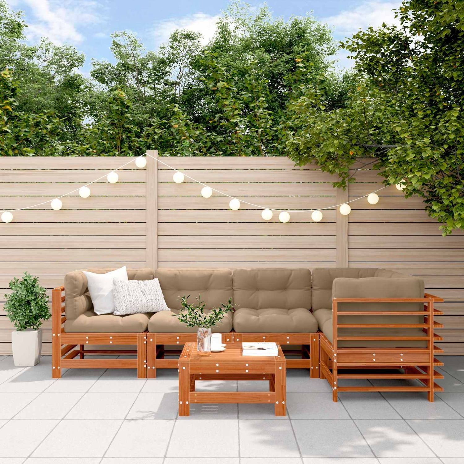 vidaXL Garten-Lounge-Set 6 pcs Wachsbraun Massives Kiefernholz 3418096 Bild 1