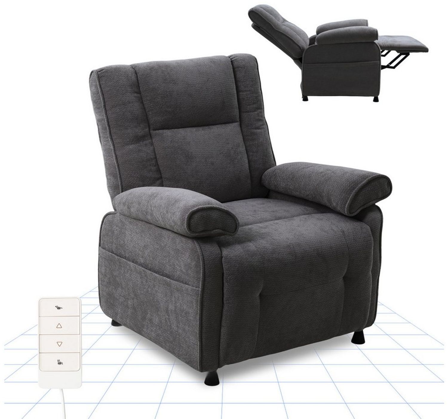 FLEXISPOT Relaxsessel Elektrischer Ergonomischer Fernsehsessel mit stufenloser Liegefunktion (mit stufenloser Liegefunktion 105°–155°, zusätzliche Schnellbedienung für Aufrichten & Zurückstellen), extra dicke Polsterung, große Seitentasche, belastbar b... Bild 1