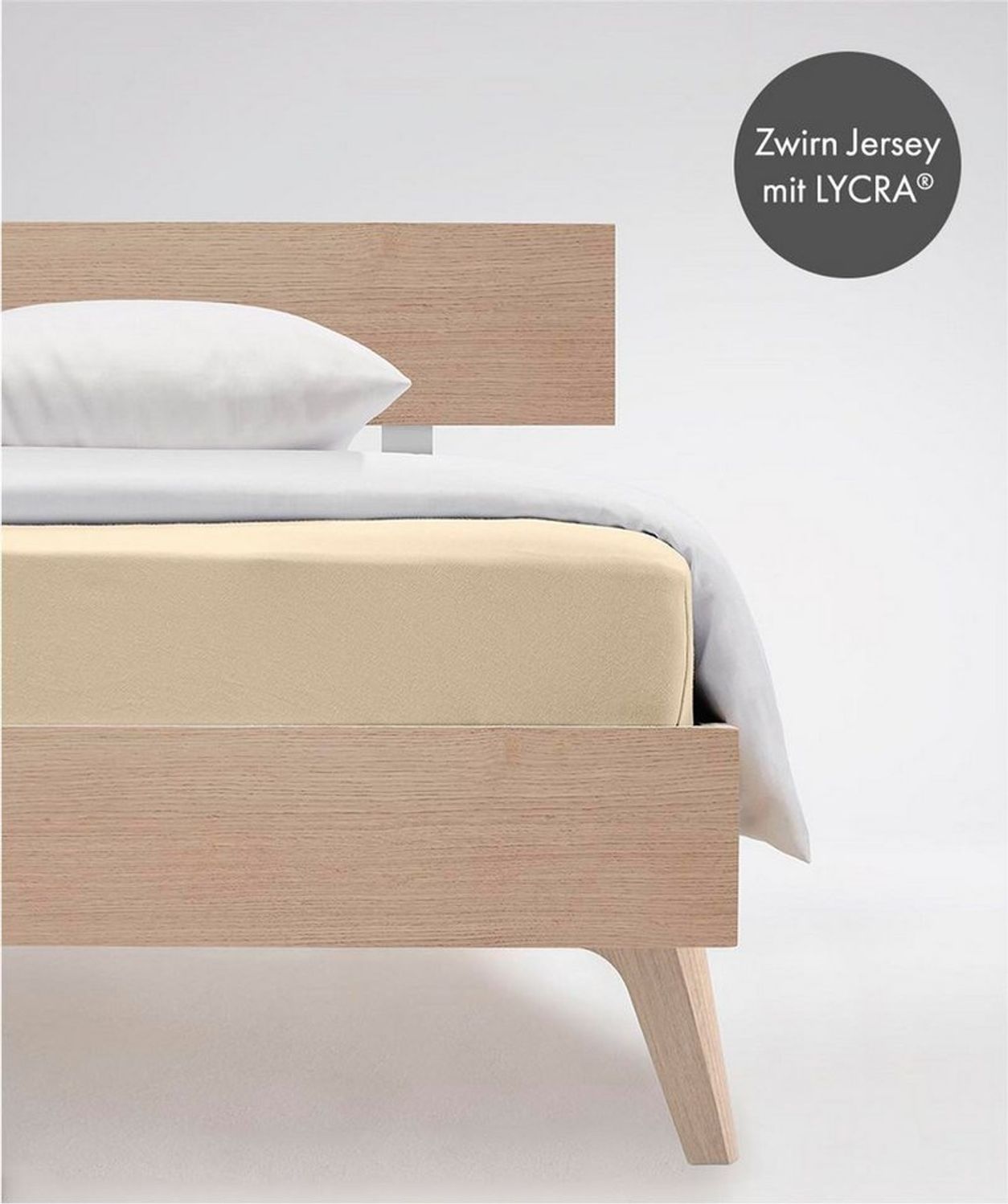 fleuresse Jersey-Elasthan Spannbettlaken Comfort 200x200 cm Natur Bild 1