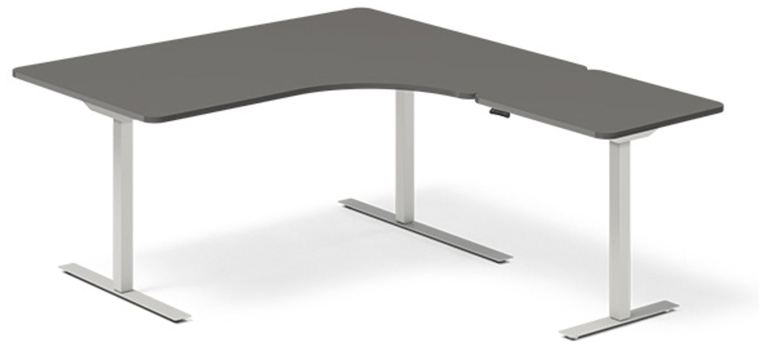 Höhenverstellbarer Tisch DNA Anthrazit 1800x1800 mm rechts 3-Fuß/Alu-grau Bild 1