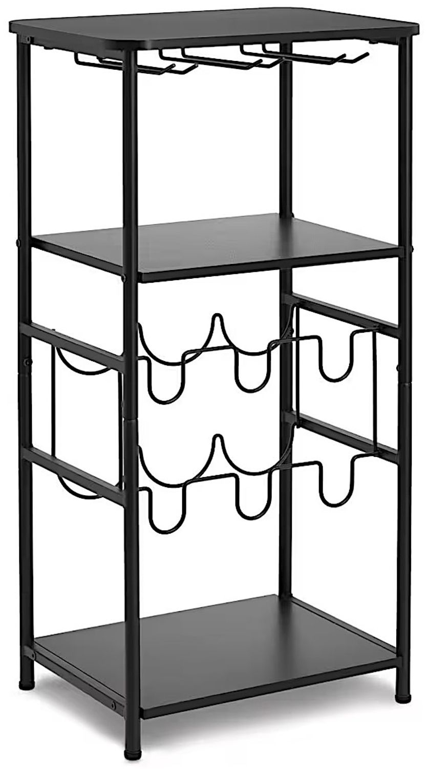 ZELLER Weinregal 27458 mit Weinglashaltern, Metall/Holz, schwarz ca. 40 × 30 × 80,5 cm Bild 1
