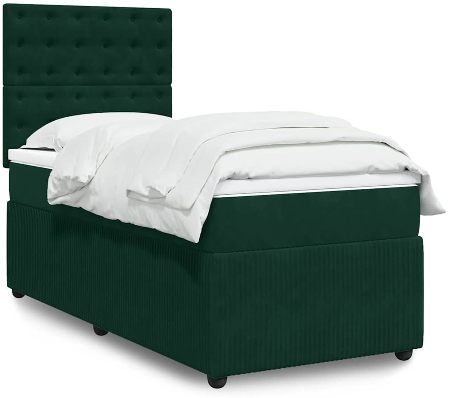 vidaXL Boxspringbett mit Matratze Dunkelgrün 90x200 cm Samt 3294553 Bild 1