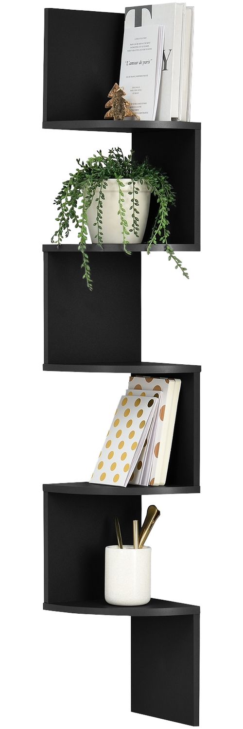 Wandregal Greiz Zick Zack Retro Design Schwarz Matt Bild 1