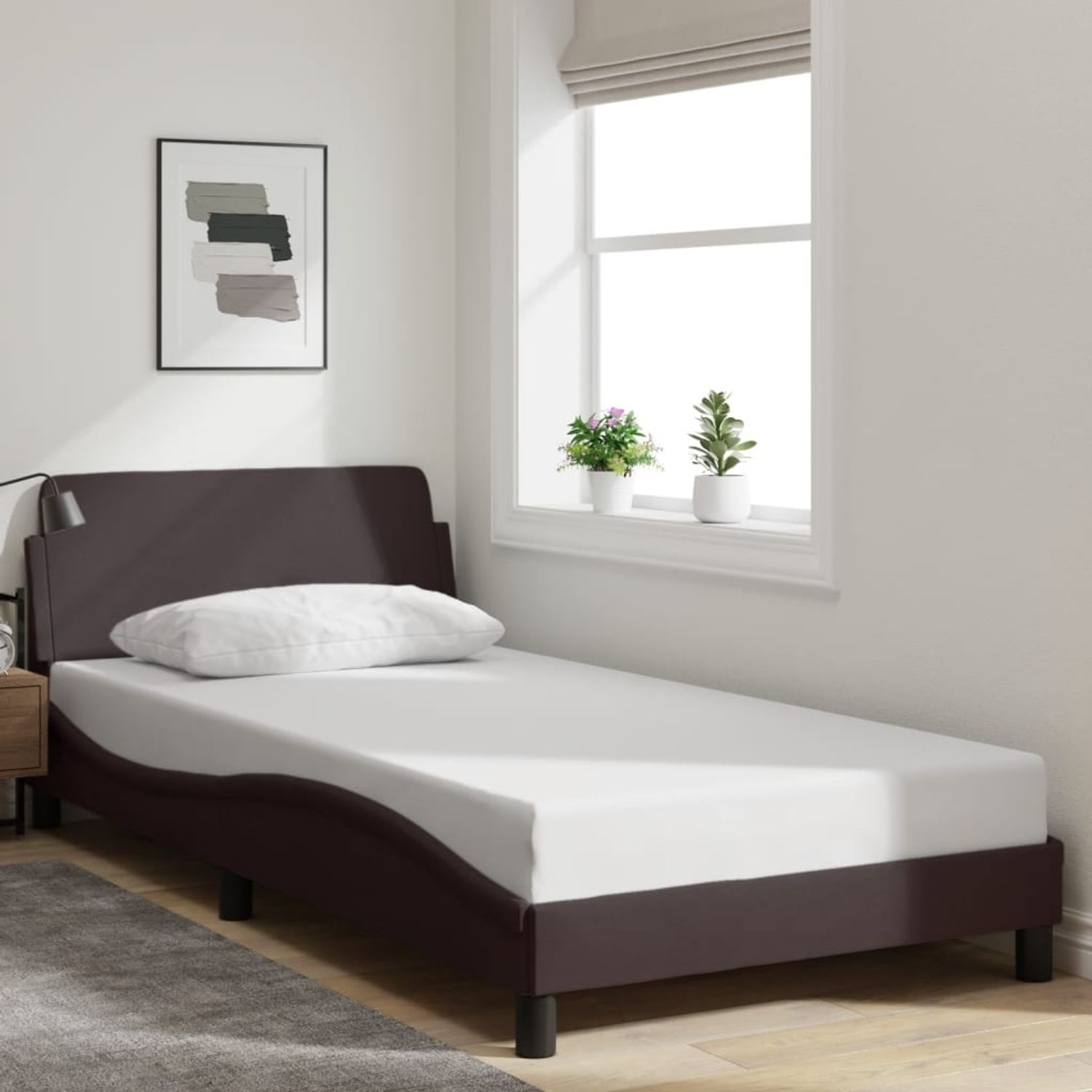 vidaXL Bettgestell "Dover" Dunkelbraun 100x200 cm Stoff 373128 Bild 1