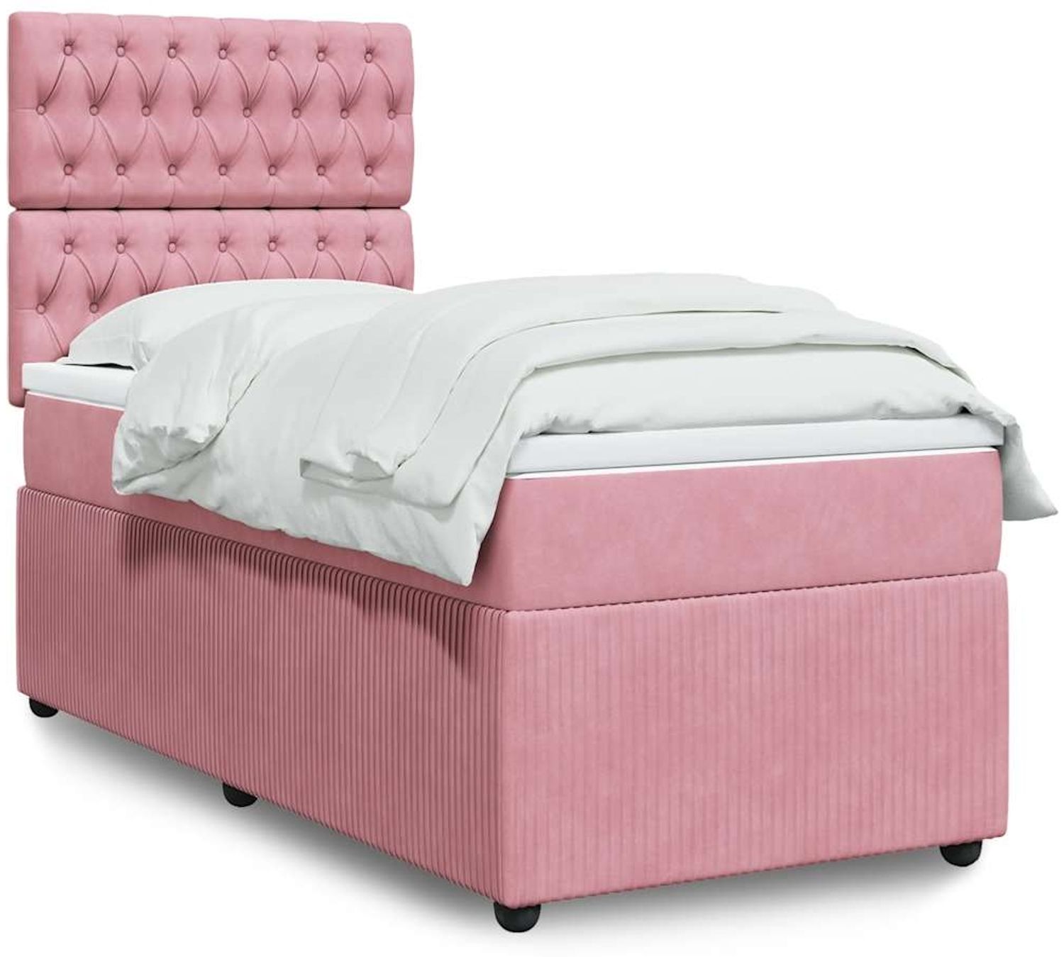 vidaXL Boxspringbett mit Matratze Rosa 80x200 cm Samt 3292201 Bild 1