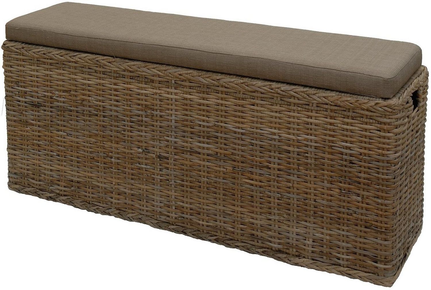 Krines Home Wäschetruhe Breite Sitzbank mit Stauraum Sitztruhe Natur-Rattan Wäschekorb Flur, Sitzbank mit Stauraum Bild 1
