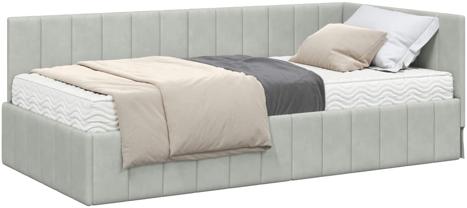 vidaXL Eckbettgestell mit Matratze mit Matratze 2 pcs Hellgrau Samt 3393848 Bild 1