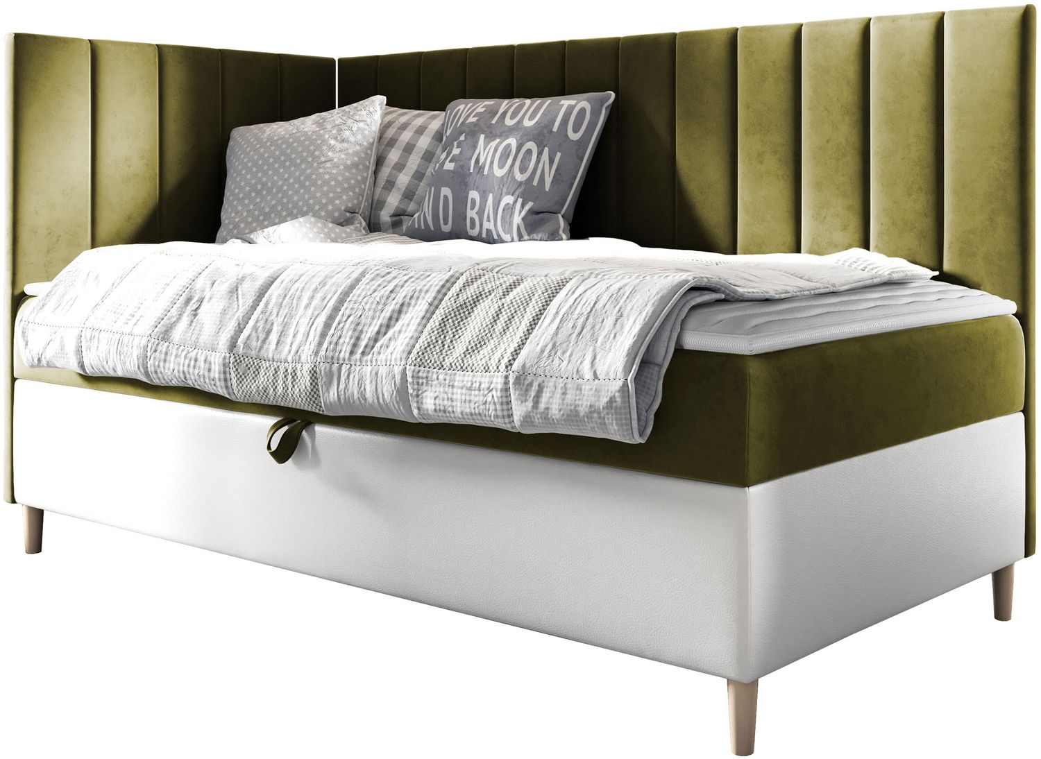 Boxspringbett Chapeni 'Junior 3' grün 100x200 cm Links Bild 1
